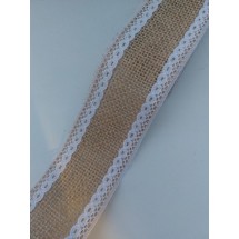 Лента из мешковины с кружевом, 5 см, цена за 2 м